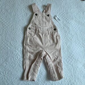 Pink and white stripped overalls